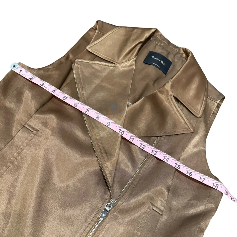Massimo Dutti Sateen Moto Vest with Silver Asymmetrical Zipper - Picture 3 of 12